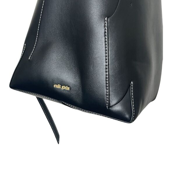 Cult Gaia Simona Mini Shoulder Bag Black Leather Structured Modern Sculptural - Picture 13 of 16